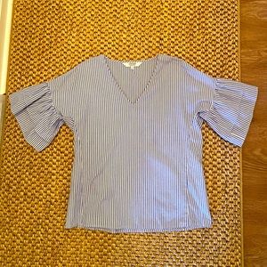 EUC Crosby by Mollie Burch 3/4 length Top | Blue & White Stripes